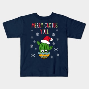 Merry Cactus Y'all - Cactus With A Santa Hat In A Bowl Kids T-Shirt